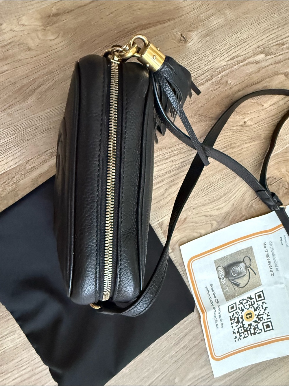 Gucci Black Pebbled Leather Crossbody with Tassel - Picture 6 of 14